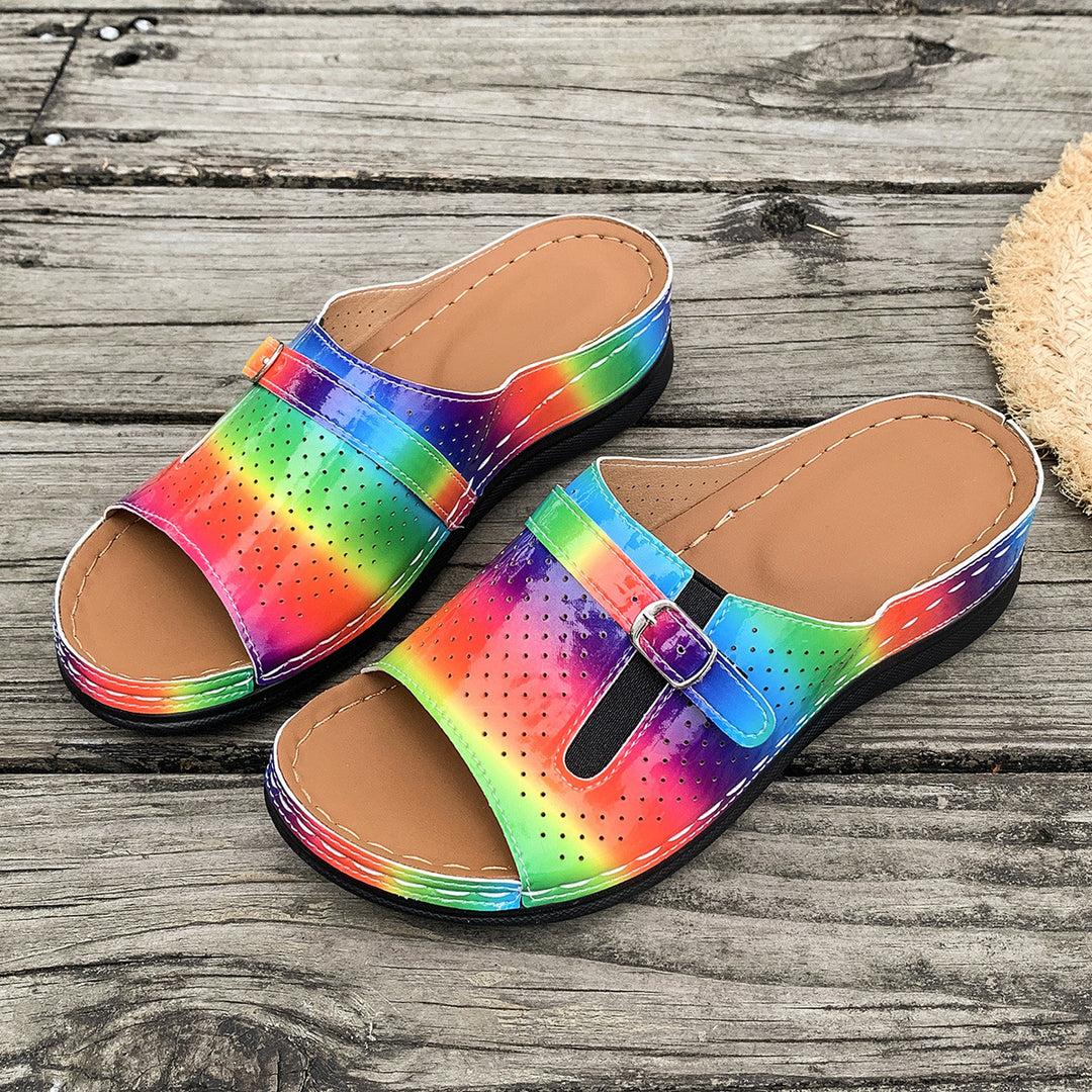 Damen Bequeme Fußbett-Sandalen mit verstellbarem Riemen EB