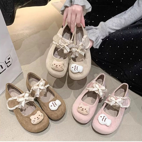 Damen Ballerinas mit niedlichem Tiermotiv und verstellbarem Riemen EB
