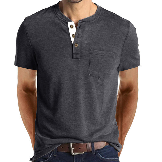Herren T-Shirt mit strukturiertem Kragen und Brusttasche EB