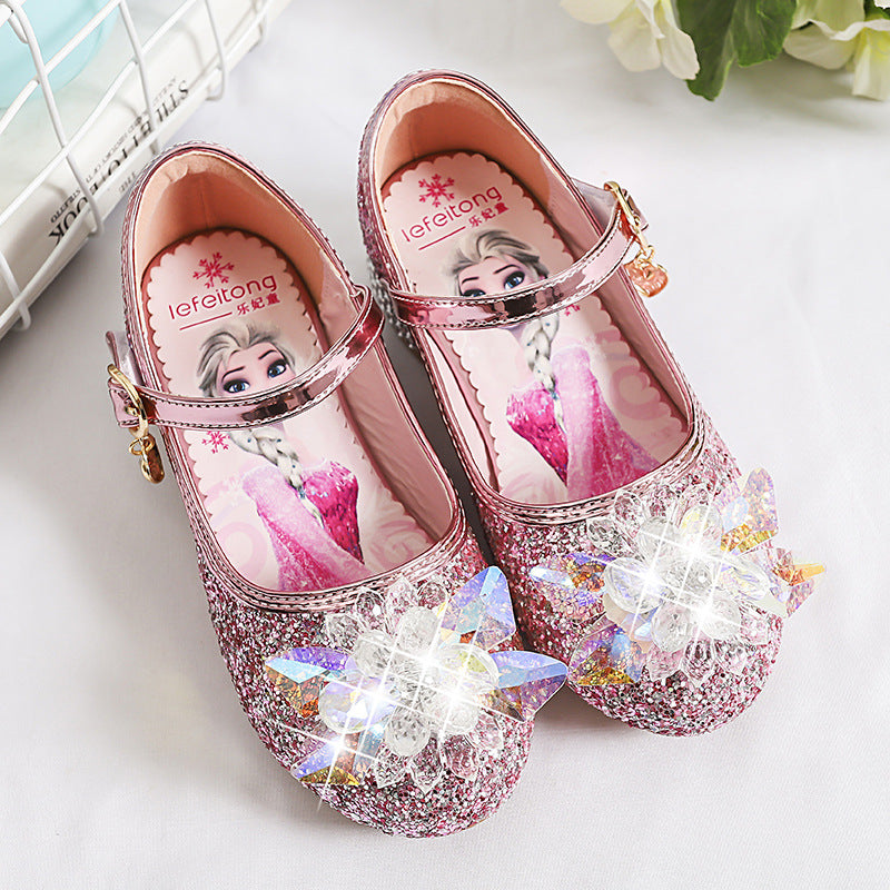 Mädchen Glitzernde Mary Jane Schuhe mit funkelnden Blumenapplikationen EB