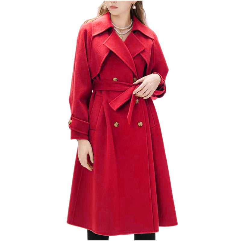 Damen eleganter Trenchmantel mit doppelter Knopfleiste und tailliertem Schnitt EB