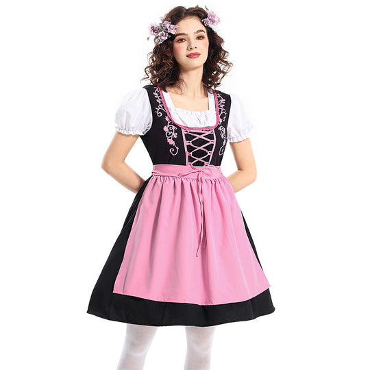 Damen nan traditionelles Dirndlkleid mit dekorativer Schnürung und abnehmbarer Schürze EB