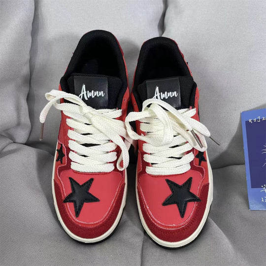 Damen modische Sneakers mit markantem Sternen-Design und dämpfender Sohle EB