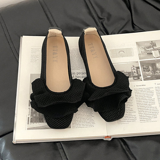 Damen Ballerina-Schuhe mit eleganter Rüschendekoration EB
