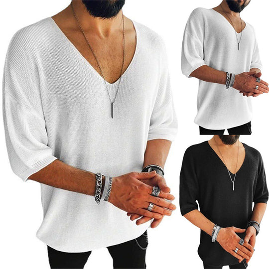 Herren Übergröße V-Ausschnitt Pullover EB