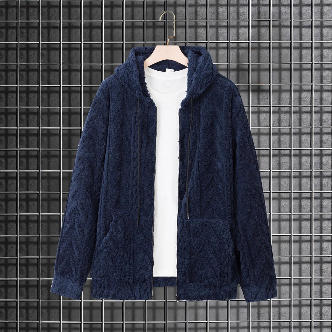 Herren nan kuschelige Kapuzenjacke aus Teddyfleece mit durchgehendem Reißverschluss und Kängurutaschen EB