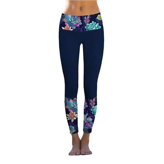 Damen Sportliche Leggings mit stylishem Marmormuster und hohem Bund EB