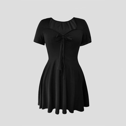 Damen Cocktailkleid mit tiefem V-Ausschnitt und Schleifendetail EB