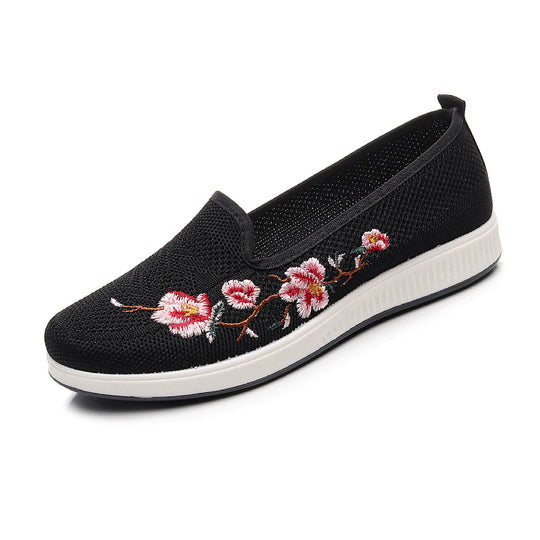 Damen Slip-On Sneaker mit floralem Stickmuster EB