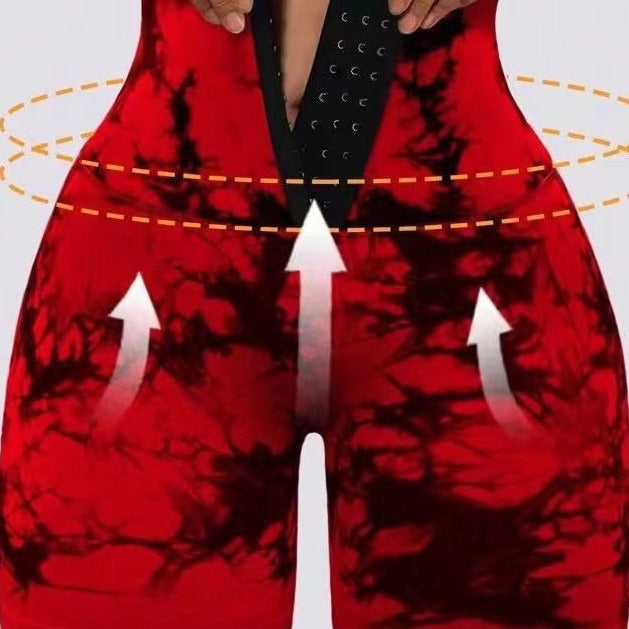 Damen Modische Radlerhosen mit höhenverstellbarem Bund und einzigartigem Batikdesign EB
