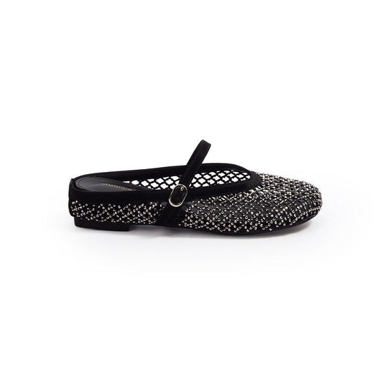 Damen eleganten Ballerinas mit modischem Netzdesign und funkelnden Details EB