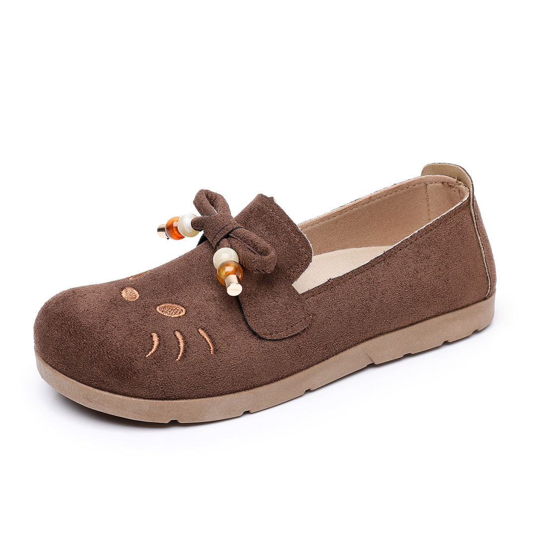 Damen Freizeit-Slipper mit verspieltem Katzenmotiv und dekorativer Schleife EB