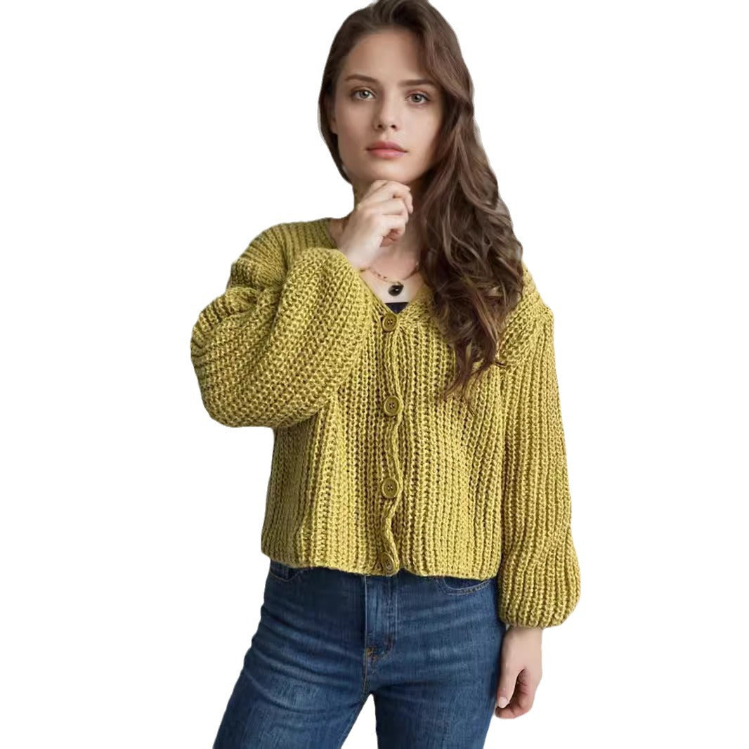 Damen Grobstrickjacke mit modischen Knopfdetails und lässigem Schnitt EB