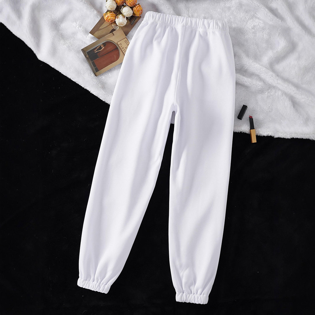 Damen nan hochgeschnittene Jogginghose aus weicher Fleece Baumwollmischung mit elastischem Bund Kordelzug und Eingrifftaschen EB
