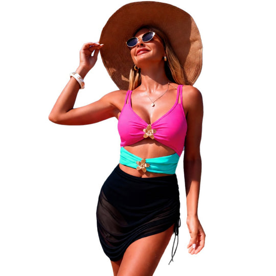 Damen Badeoberteil mit Cut-Outs und Raffung EB