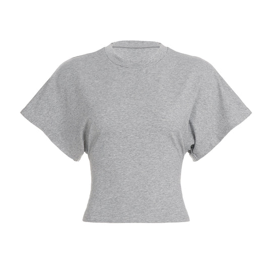 Damen Stilvolles Crop-Top mit weitem Schnitt und Rundhalsausschnitt EB
