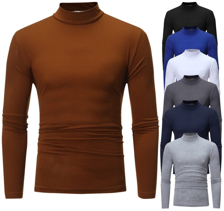 Herren nan tailliertes Langarm-Stehkragen-Shirt aus Stretchjersey EB