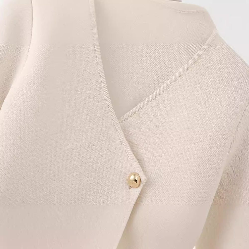 Damen elegante Wickeljacke mit Knopfdetails EB