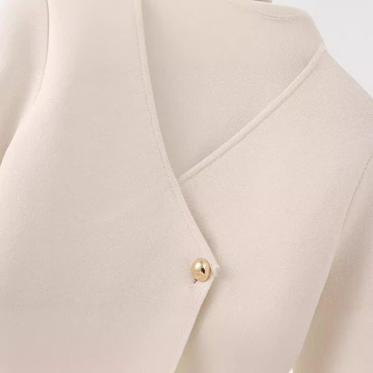 Damen elegante Wickeljacke mit Knopfdetails EB