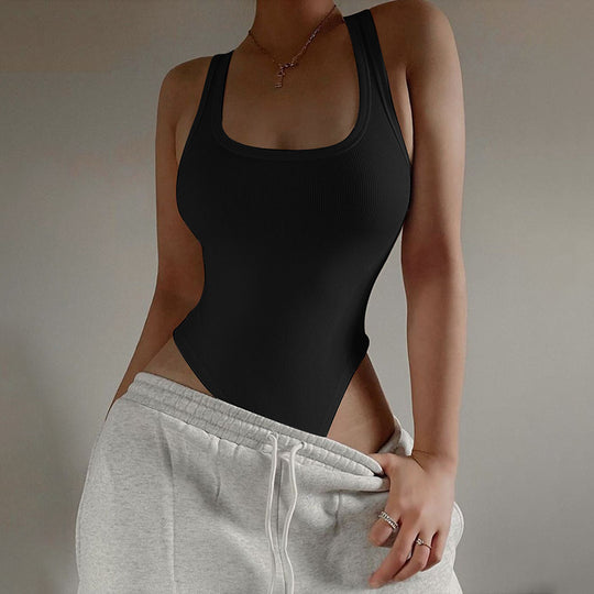 Damen hochgeschnittenes Body aus Rippenjersey mit breiten Trägern EB