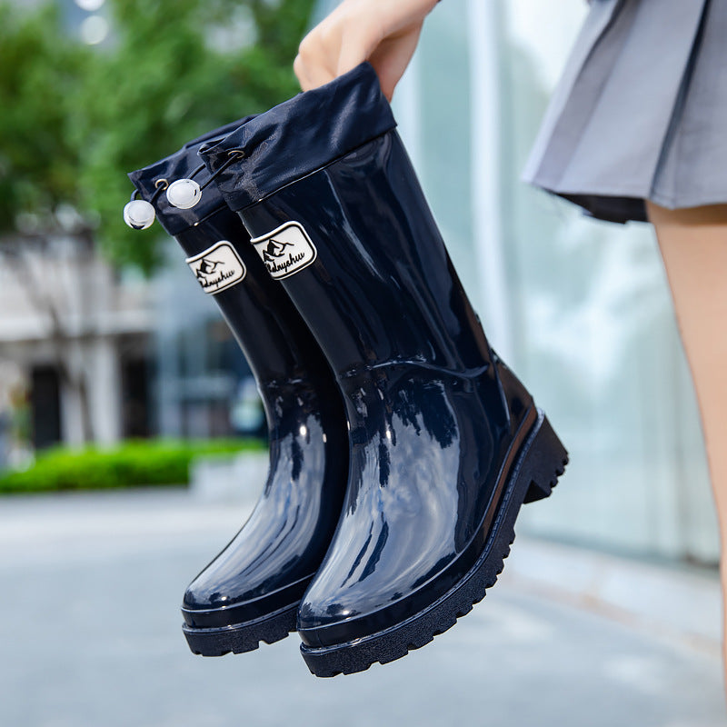 Damen Hochwertige und Stylische Gummistiefel mit Verstellbarem Schnürsystem EB