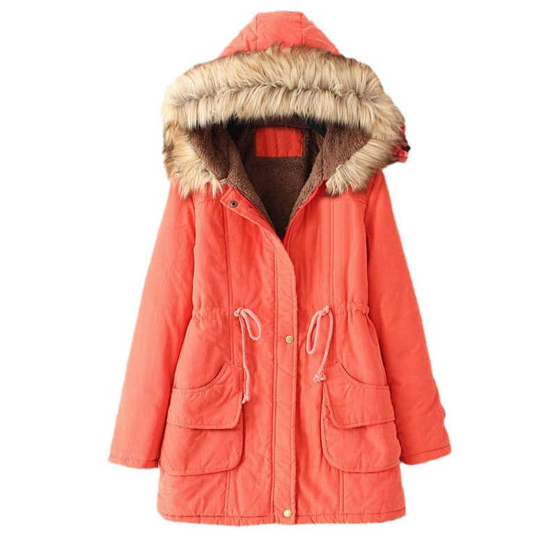 Damen gesteppte Übergangsjacke mit faux Pelzkragen und praktischen Taschen EB