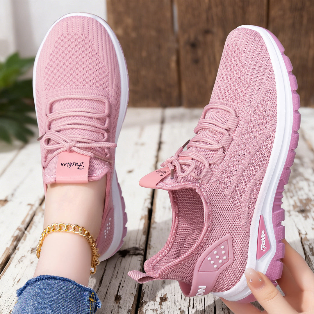 Damen nan sockenähnlicher Strick-Fit Sneaker mit elastischer Schnürung, gelochter Fersenverstärkung und dämpfender Plateau-Sohle EB