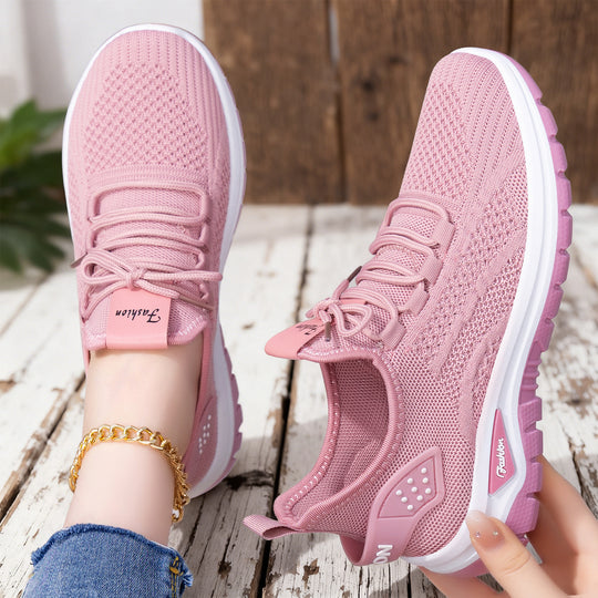 Damen nan sockenähnlicher Strick-Fit Sneaker mit elastischer Schnürung, gelochter Fersenverstärkung und dämpfender Plateau-Sohle EB