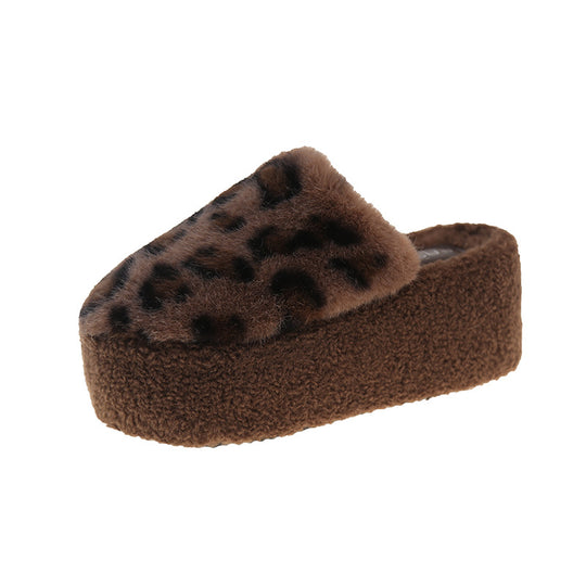 Damen Flauschige Mokassins mit Leopardenmuster EB