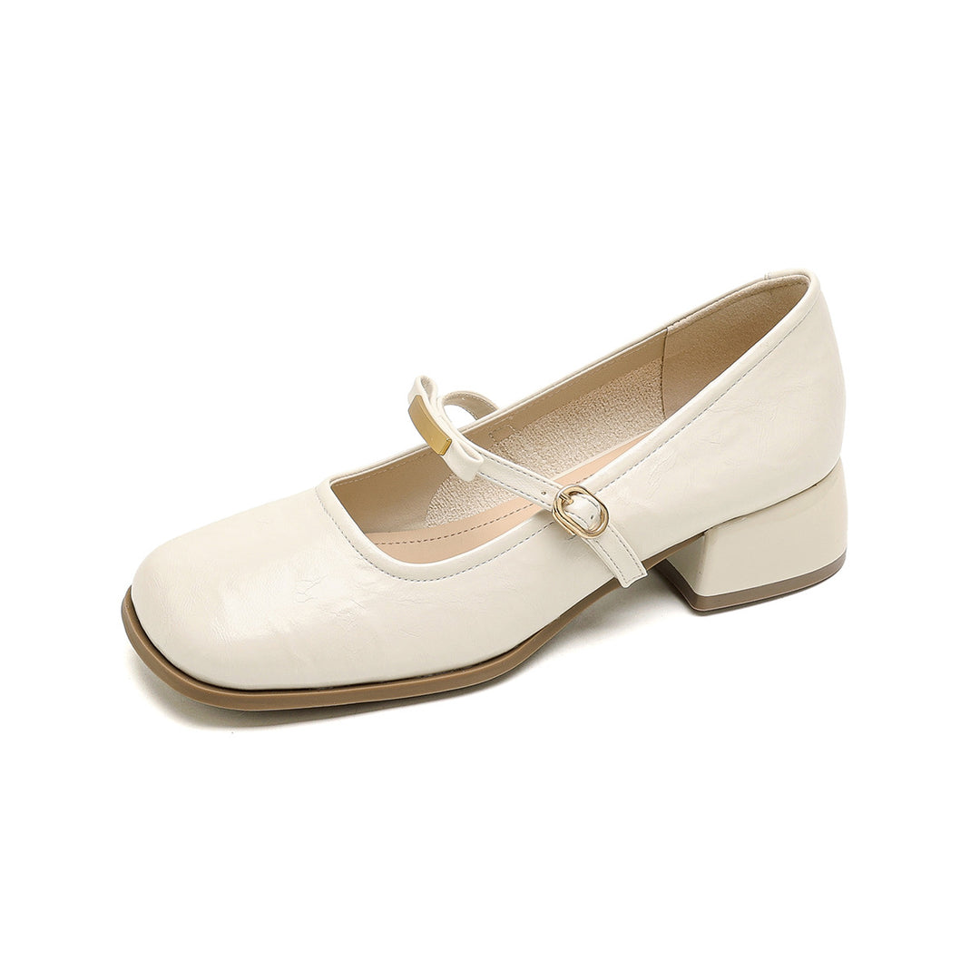 Damen Ballerinas mit elegantem Riemchen und modischem Blockabsatz EB