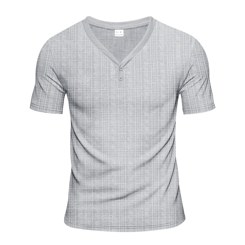 Herren Kurzarm Henley-Shirt mit strukturiertem Design und praktischen Knopfdetails EB