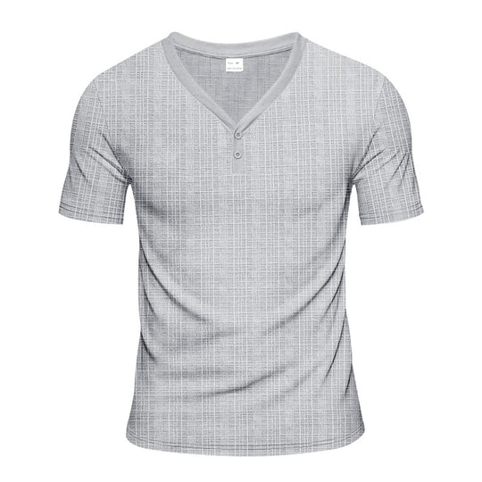 Herren Kurzarm Henley-Shirt mit strukturiertem Design und praktischen Knopfdetails EB
