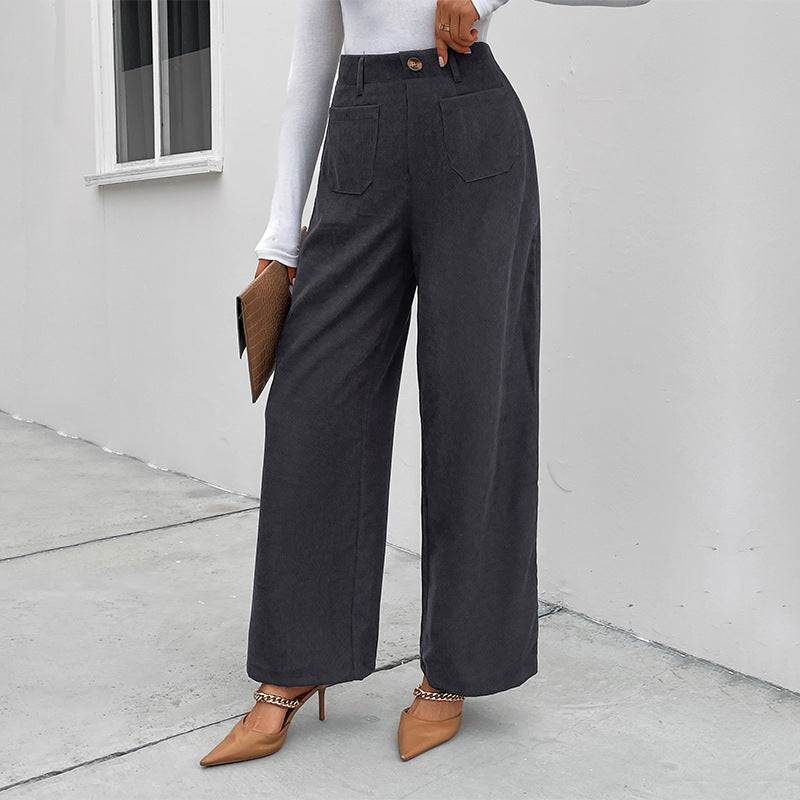 Damen Hochtaillierte Palazzo-Hosen mit tiefen Taschen und klassischem Schnitt EB