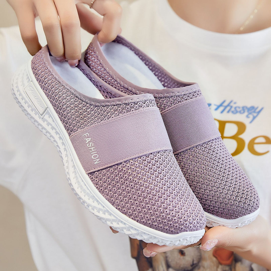 Damen Hausschuhe mit flexiblem Strickoberteil und rutschfester Außensohle EB