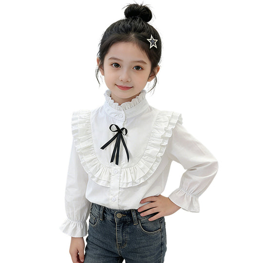 Mädchen verspielte Bluse mit Rüschendetails EB