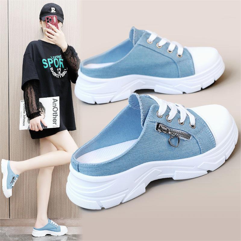 Damen Slip-On Sneakers mit modischem Reißverschluss und bequemem Fußbett EB