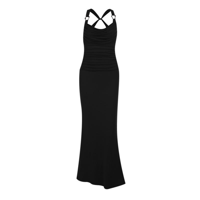 Damen Elegantes Maxikleid mit gerafftem Oberteil EB