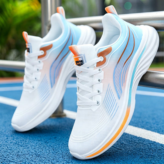 Unisex nan leichtgewichtiger Komfort-Running-Sneaker mit nahtlosem Mesh-Obermaterial, gepolstertem Fersenkragen und stoßabsorbierender Wellen-EVA-Sohle EB