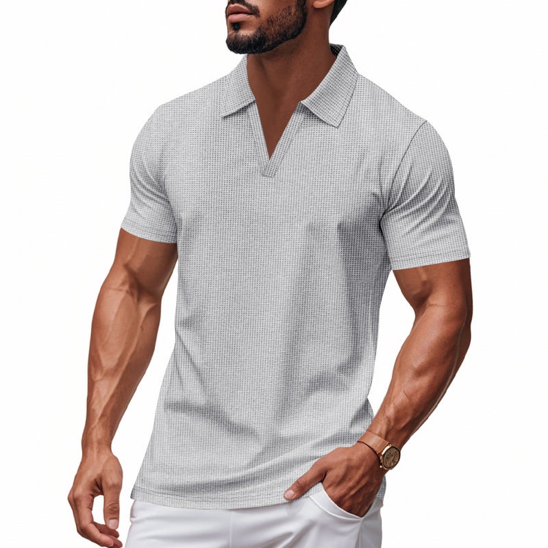 Herren Poloshirt mit strukturiertem Design und modernem V-Ausschnitt EB