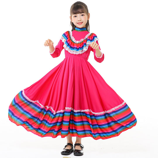 Mädchen Trachtenkleid mit buntem Saum EB