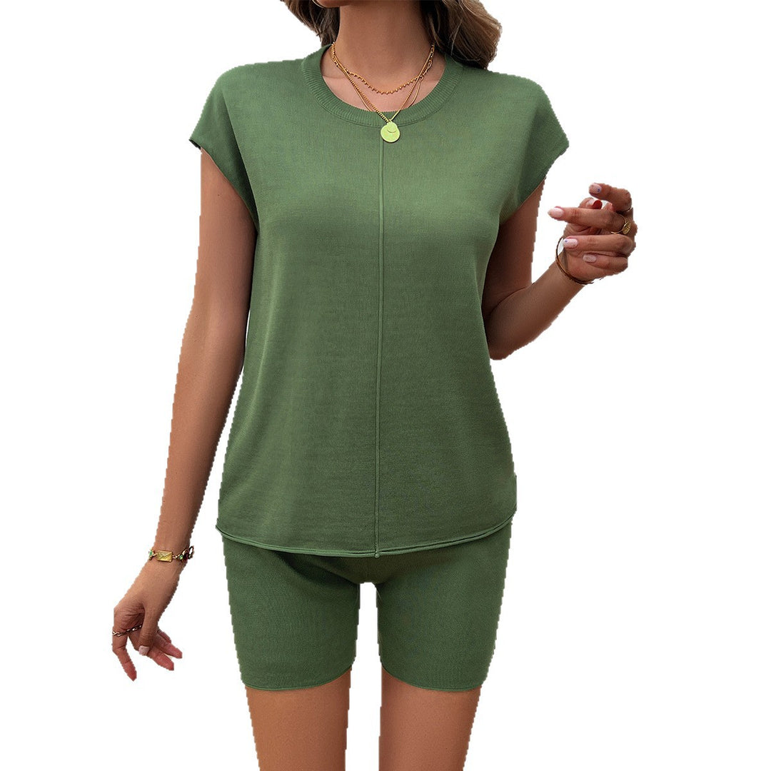 Damen Lässiges Sportanzug-Set mit bequemem Oberteil und kurzen Hosen EB