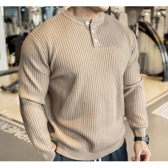 Herren Langarm Pullover mit strukturiertem Rippenstrick EB