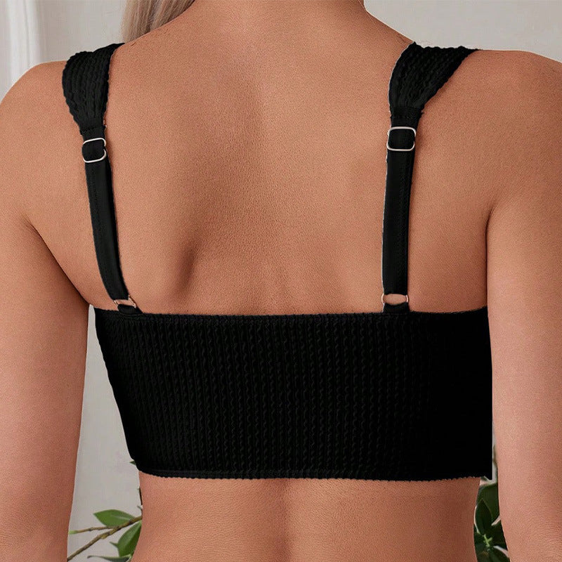 Damen Hochtailliertes Bikini-Set mit komfortablem Crop-Top EB