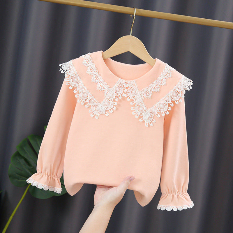Damen Sweatshirt mit hohem Spitzenkragen EB