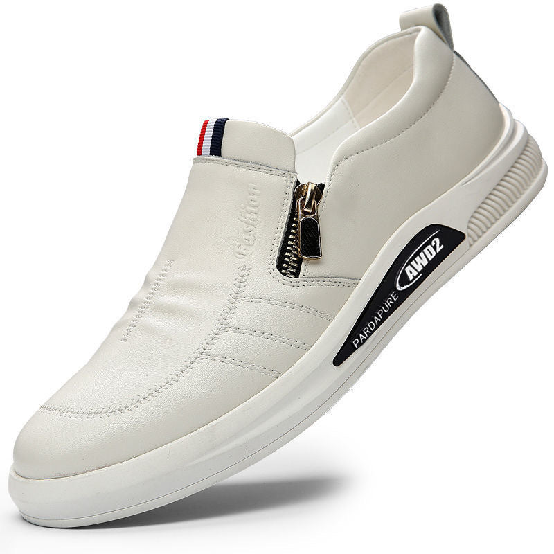 Herren Komfortable Slip-On Leder-Sneaker mit dezentem Reißverschluss und flexiblem Sohlenprofil EB