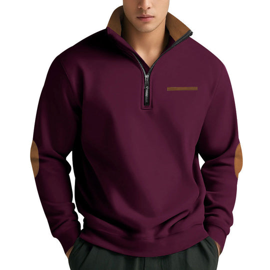 Herren Hochwertiges Sweatshirt mit Stehkragen und Reißverschluss EB