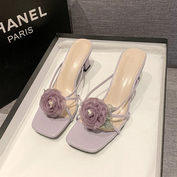 Damen elegante Sling-Badesandalen mit floralem Akzent EB