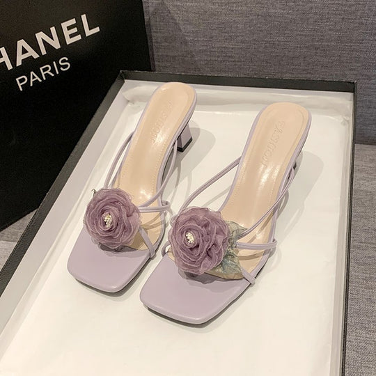 Damen elegante Sling-Badesandalen mit floralem Akzent EB