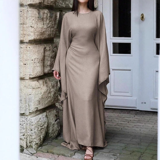 Damen Elegantes Maxikleid mit weiten Ärmeln und lockerem Schnitt EB