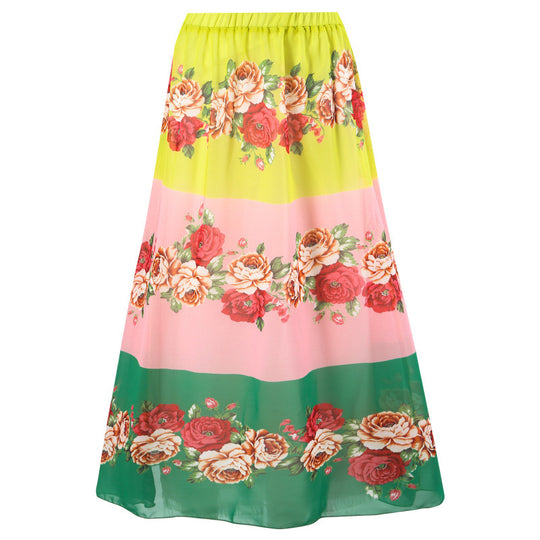 Damen Badeanzug mit Rüschendetails und floralem Überrock EB